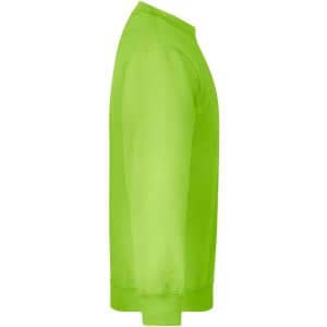A vibrant green round sweat heavy junior jumper displayed from a side view, featuring a logo on the front.