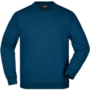 A round neck, heavy junior sweatshirt in a deep blue colour with long sleeves and a simple design.