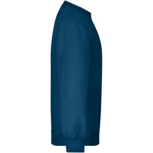 A round-neck, heavy junior sweatshirt in a deep navy blue with long sleeves and ribbed cuffs. Features a logo.