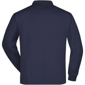 A navy blue Polo Sweat Heavy shirt with a collar and long sleeves, featuring a logo on the front.