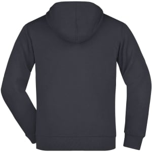 A men's hooded jacket in dark grey, featuring a plain back and a clean design. It includes a logo.