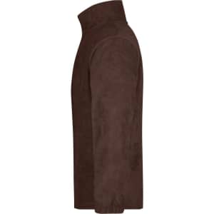 A brown Half-Zip Fleece jacket with a high collar and long sleeves, featuring a logo on the front.