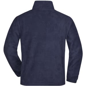 A navy blue half-zip fleece jacket with a collar and no visible branding on the back.