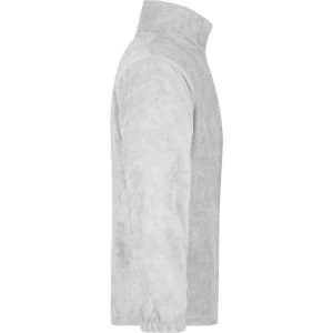 A light grey half-zip fleece jacket with a high collar and long sleeves. It features a logo on the side.