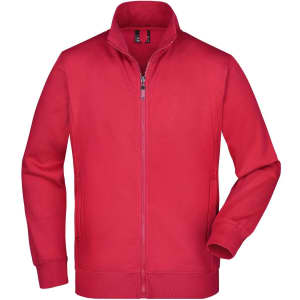 A red men's jacket featuring a full zip and a high collar. The jacket has a simple design and includes a logo.