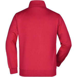 A red men's jacket with a collar, featuring a simple design and no visible logos or branding.