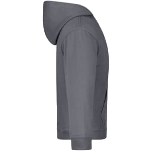 A grey hooded sweat jumper for juniors, featuring a classic hoodie design and a logo on the front.