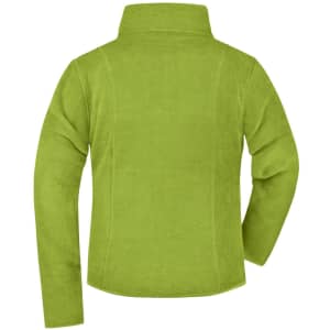 A green microfleece jacket featuring a high collar and long sleeves, showcasing the back view.