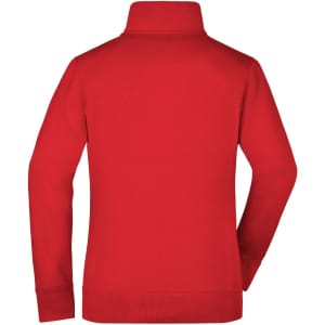 A red ladies jacket with a high collar and long sleeves, featuring a simple design and no visible branding.