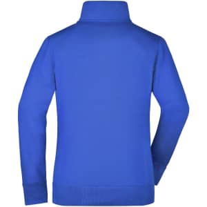 A blue ladies jacket featuring a high neck and long sleeves, with a simple design and no visible branding.