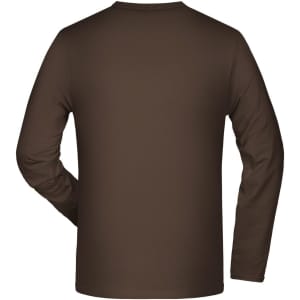 A brown long-sleeve elastic t-shirt with a simple design and no visible logo or branding.