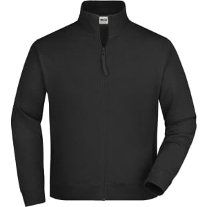A black track jacket with a high neck and zip front, featuring long sleeves and a fitted design.
