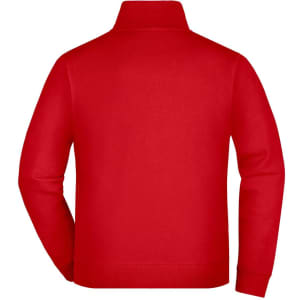 A red track jacket with a high collar, featuring long sleeves and a solid back design.