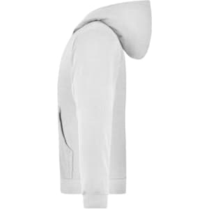 A grey hooded jacket designed for juniors, featuring a side pocket and a logo.
