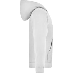 A grey hooded jacket for juniors, featuring a front pocket and a simple design. Includes a logo.