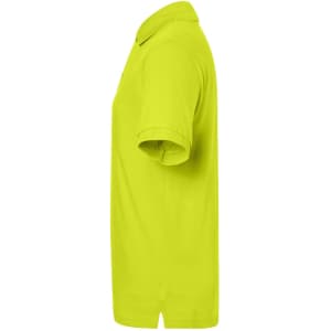 A side view of a bright yellow Classic Polo shirt. The shirt features a collar and has a logo.