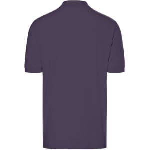 A classic polo shirt in dark purple with a smooth texture and a collar. It features a brand logo.