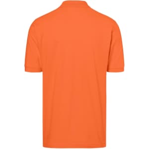 An orange Classic Polo shirt featuring a collared design and short sleeves, with a logo on the back.