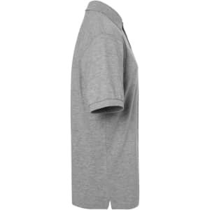 A grey Classic Polo shirt, featuring a collar and short sleeves, displayed from the side view. Includes a logo.