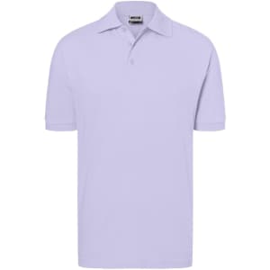 A light purple classic polo shirt with a collar and short sleeves, featuring a logo.