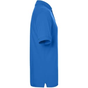 A blue Classic Polo shirt displayed from the side, featuring a collar and short sleeves. The shirt has a logo.
