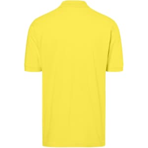 A yellow polo shirt with a classic design, featuring a collared neckline and short sleeves.