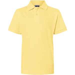 A yellow Classic Polo Junior shirt with a collared neck and short sleeves. It features a logo on the chest.