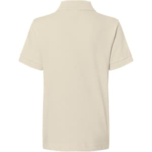 A beige Classic Polo Junior shirt with a collar and short sleeves, featuring a logo on the back.