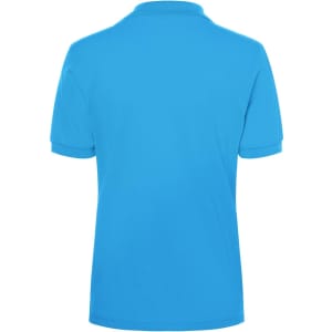 A blue Classic Polo Ladies shirt featuring a simple design and a logo on the back.