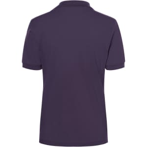 A purple ladies' polo shirt displayed from the back, featuring a simple design and a collar.