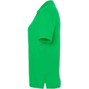 A green polo shirt for ladies, featuring a classic design with short sleeves and a collar. Includes a logo.
