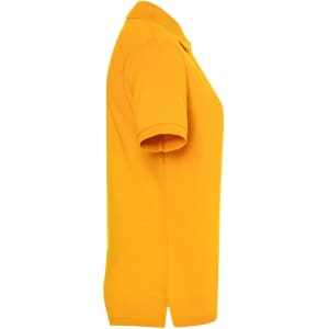 A classic polo shirt in bright yellow, featuring a classic collar and short sleeves. Includes a logo on the chest.