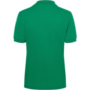 A green Classic Polo shirt, featuring a collar and short sleeves, with a logo on the back.