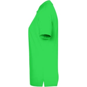 A bright green polo shirt for women, featuring a classic design and a collar. The shirt has a logo on it.