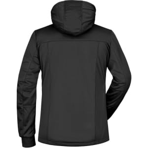 A black ladies' maritime jacket with a hood, featuring a simple design and no visible front details.