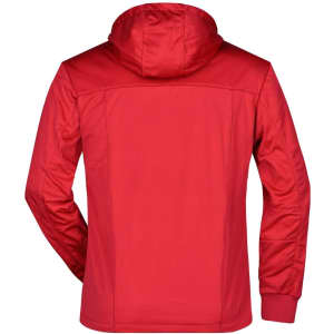 A red maritime jacket with a hood, featuring a simple design and no visible logos on the back.