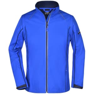 A blue zip-off softshell jacket with a high collar and branding detail. Features contrasting zip and stitching.