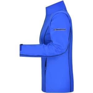 A blue ladies' zip-off softshell jacket featuring a stylish design and a zippered pocket.
