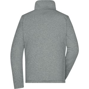 A grey ladies softshell jacket featuring a high collar and long sleeves, with a logo on the back.