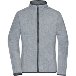 A grey ladies' 3-in-1 jacket with a full zipper and a stand-up collar, featuring black trim and a logo.