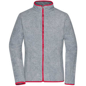 A grey 3-in-1 jacket featuring red accents and a zipped front, with a stand-up collar. It has a logo.
