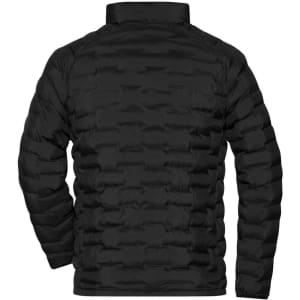 A black padded puffer jacket with a textured finish, featuring a high collar and no visible branding.