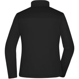 A black ladies softshell jacket with a high collar and no visible branding on the back.