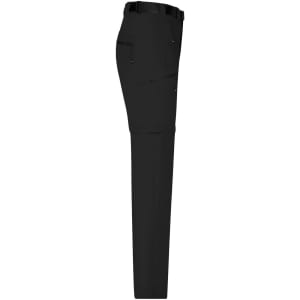 Men's zip-off trekking pants in black, featuring multiple pockets and a sleek design. Includes a logo on the waistband.