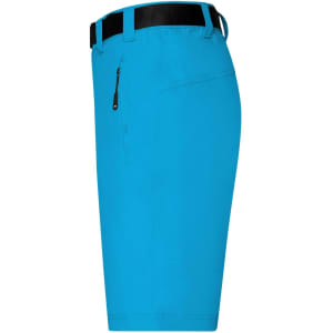 Men's trekking shorts in vibrant blue, featuring a zippered pocket and a black belt. Includes a logo.