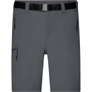 Men's trekking shorts in grey with a black belt and zipped pockets. Features a sleek, functional design.