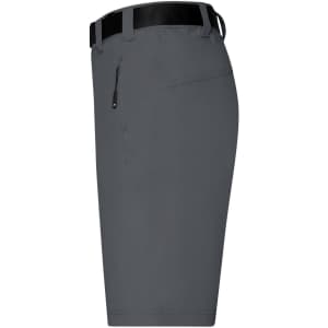 Grey men's trekking shorts featuring a side pocket and a black belt. The shorts have a sleek, modern design.