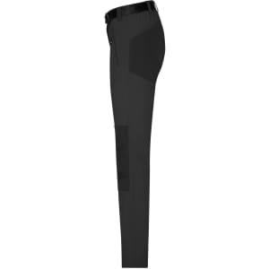 A pair of black ladies trekking pants with cargo-style pockets and a fitted design. Features a branded logo.