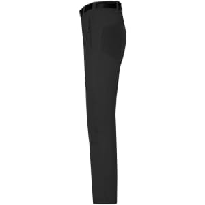 A pair of black men's trekking cargo pants with pockets, featuring a sleek side profile.