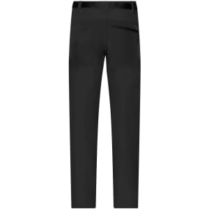 A pair of black men's trekking pants featuring a back pocket and a logo.